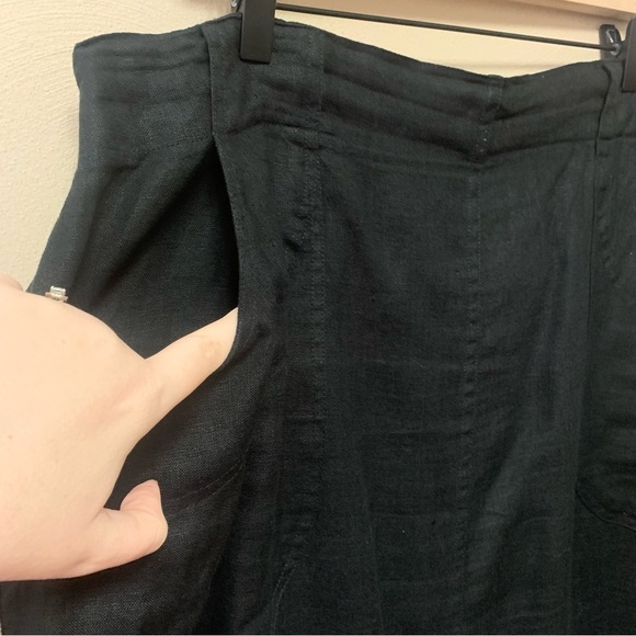 Flax 100% Linen Black Maxi Skirt with Pockets Size Large - Picture 2 of 6